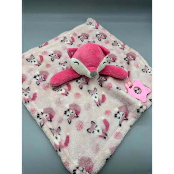 Pink Buba Baby Fox Lovey Blanket With Plush Fox Teething Toy Security Blanket - Picture 6 of 6